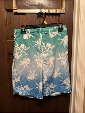 Boys XL Green, Blue & White Board Shorts